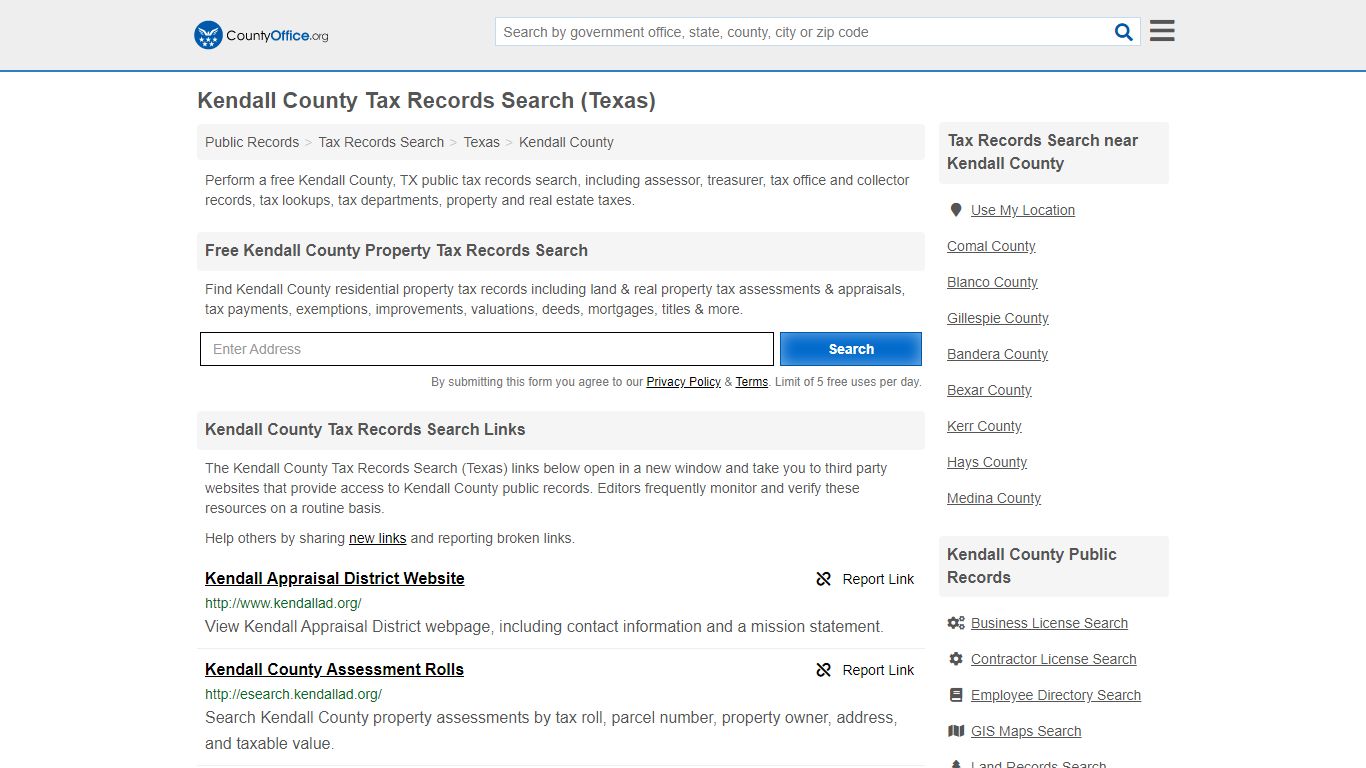 Kendall County Tax Records Search (Texas) - County Office